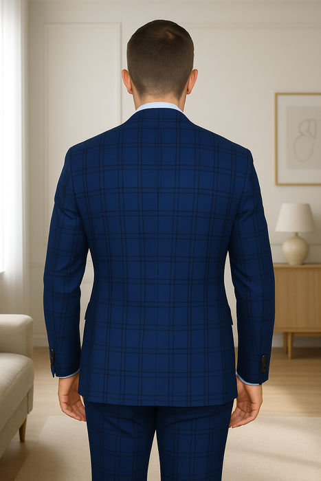 Wool Suit - Italian Made Business Suit by Statement Men's 3 Piece 100% Wool Modern Fit Suit - Solid Scoop Vest