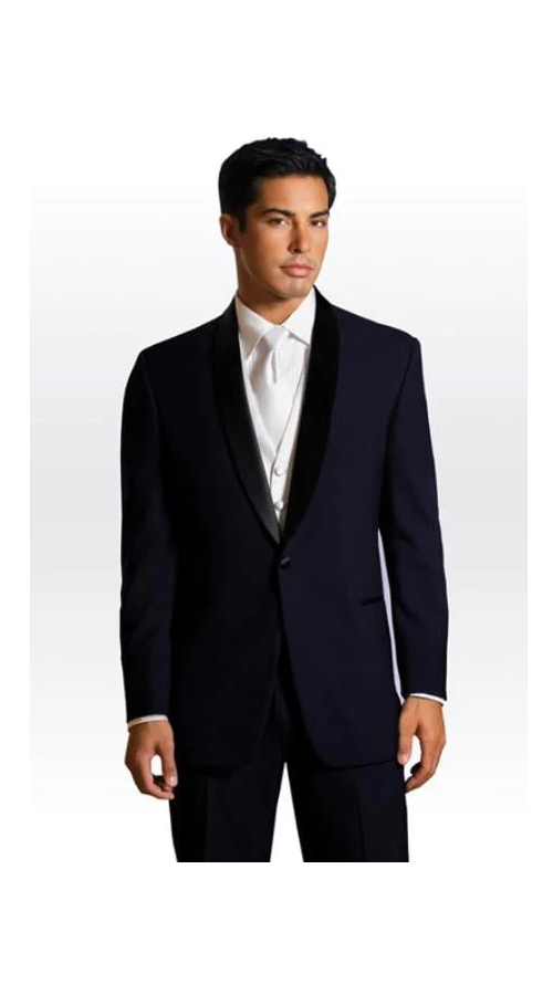 Formal Suit Black Lapeled Midnight Dark Navy Blue Tuxedo With Matching Pants