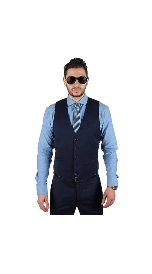 5 Button Navy Blue Cotton Blend Fashionable Dress Dress Tuxedo Wedding Vest ~ Waistcoat ~ Waist Coat
