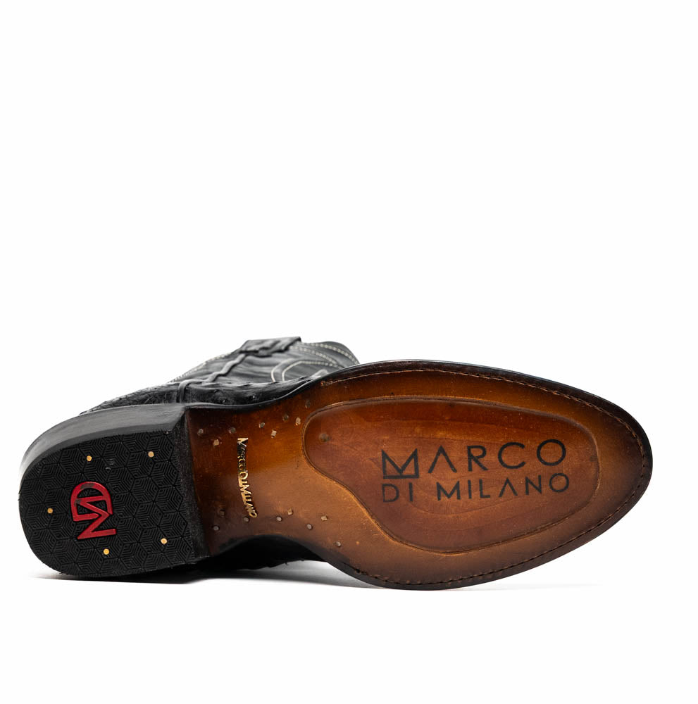 Marco Di Milano Savannah Black Ostrich Quill Round Toe Cowboy Boots - Image 6
