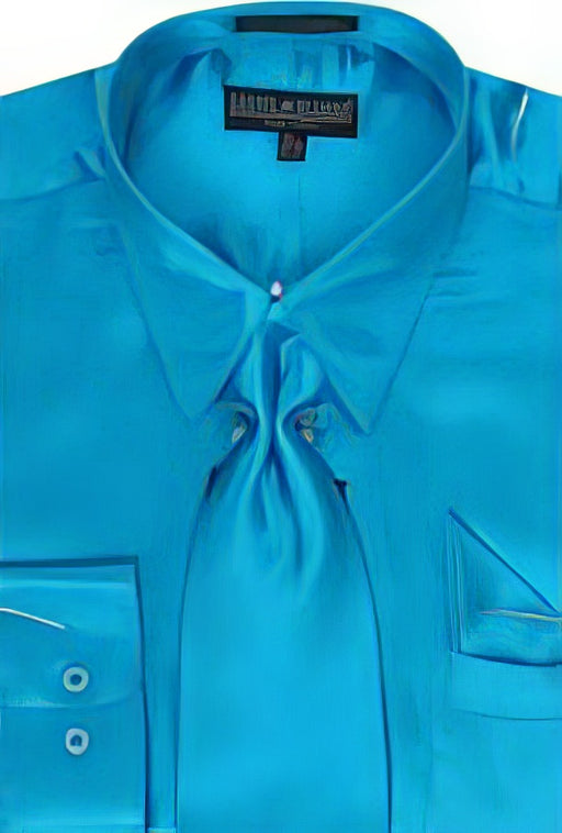 Fashion Cheap Priced Sale Turquiose Shiny Silky Satin Men'S Dress Cheap Priced Shirt Online Sale