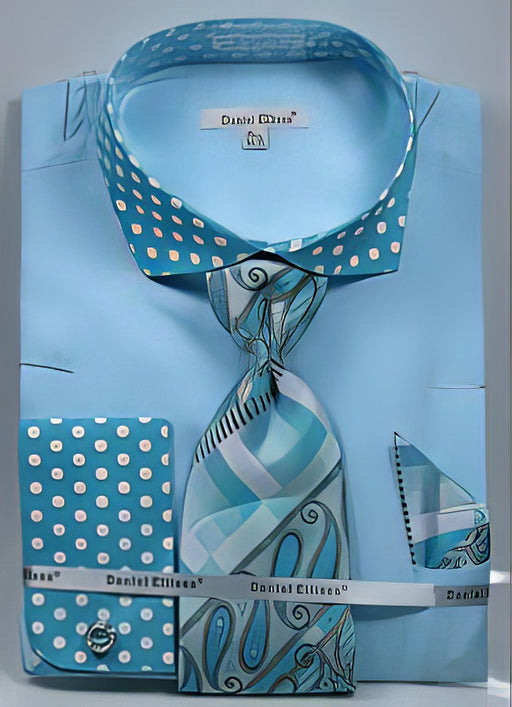 Mens Turquoise Dress Shirt Mens Turquoise Daniel Ellissa Polka Dot French Cuff Dress Shirt