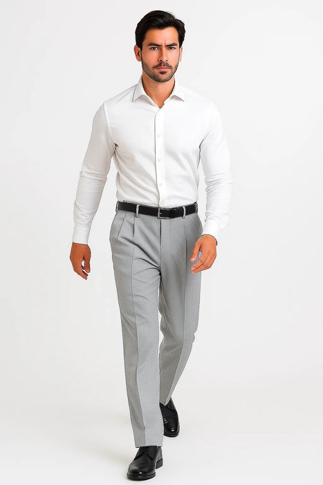 Men's Stylish Silver Formal Dressy Pant Men's Wide Leg Trousers - Cheap Priced Dress Slacks For Men On Sale