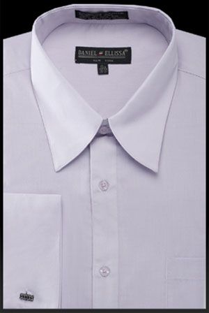 Mens French Cuff Dress Shirt - Pat Riley Collar Silver