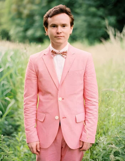 Linen Suit - Mens Summer Suit in  Hot Pink Color - Beach  Wedding Pink Prom Tuxedo