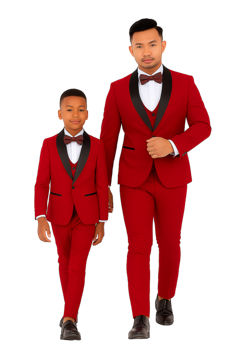 Father and Son Suits - Stacy Adams Slim Fit Boys 5pc Tuxedo, Red