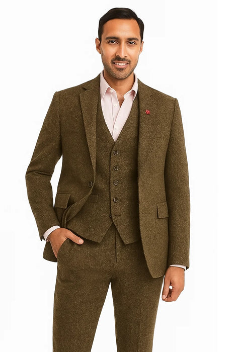 Tweed 3 Piece Suit - Tweed Wedding Suit Old Fashioned School Style Suit 1800's Vintage Suits Rust