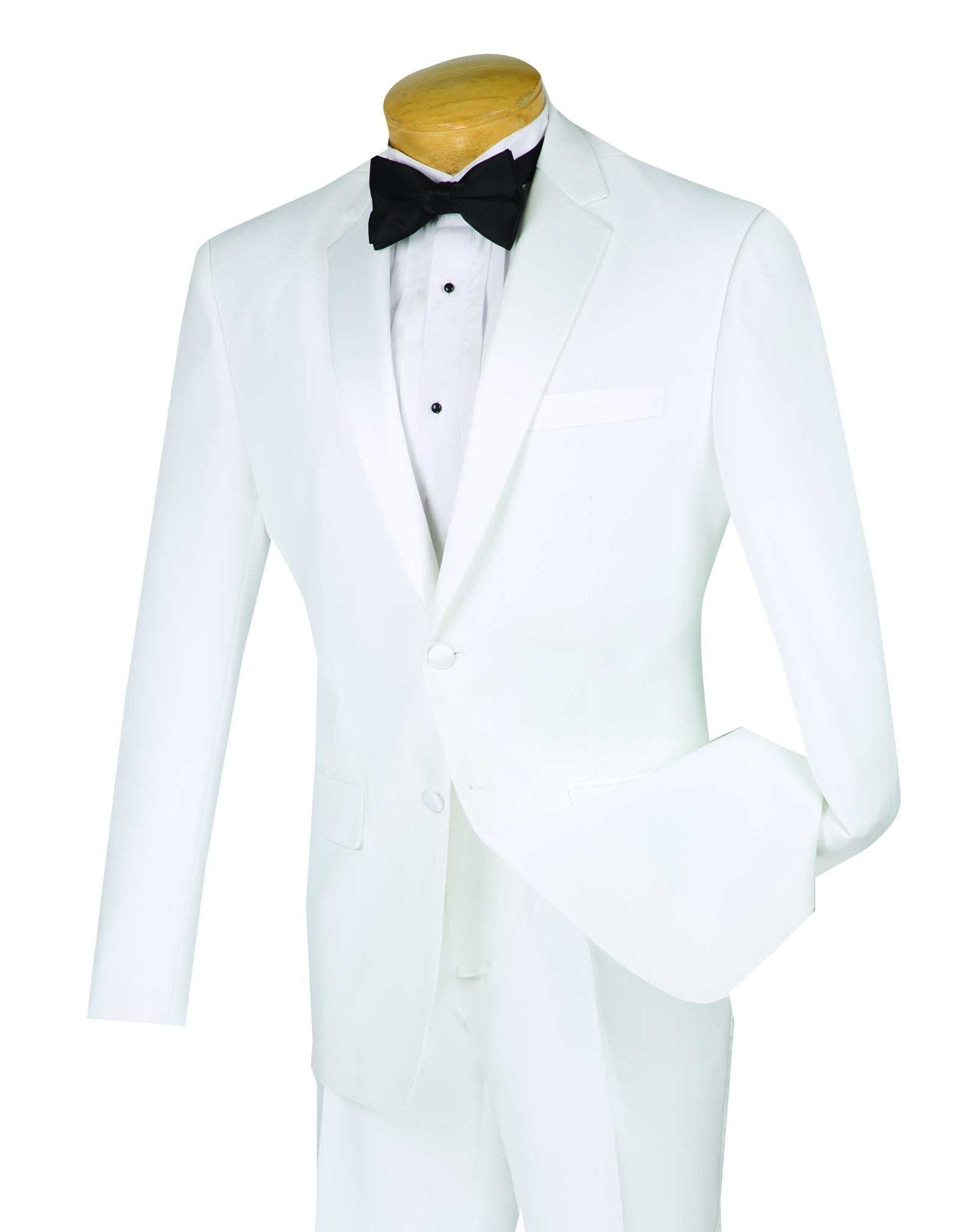 2 Button Style White Tuxedo Suit + Tux Shirt & Bow Tie With Any Color Optional Color Ve main image 0