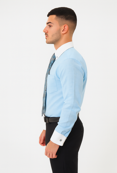 Teal Colorful Men'S Dress Shirt