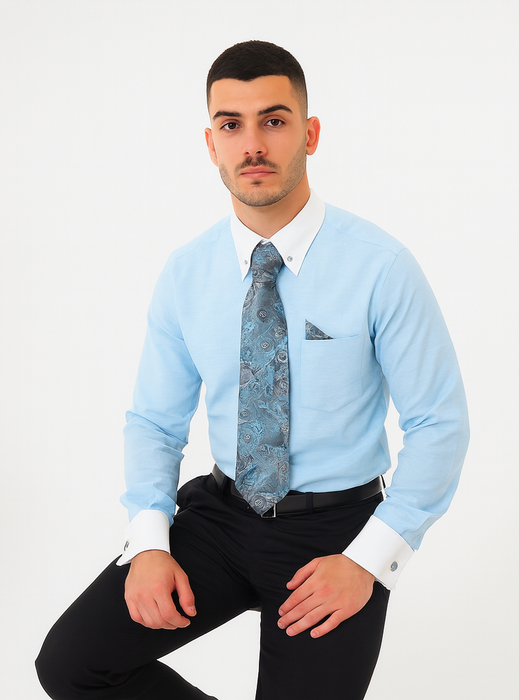 Teal Colorful Men'S Dress Shirt