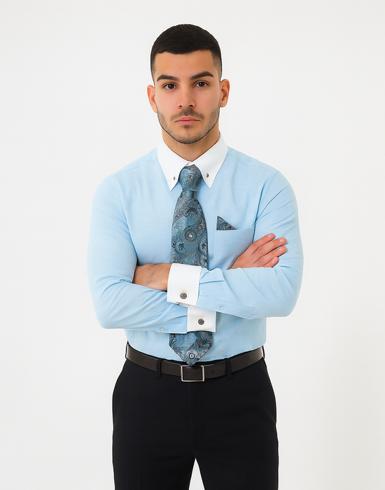 Teal Colorful Men'S Dress Shirt