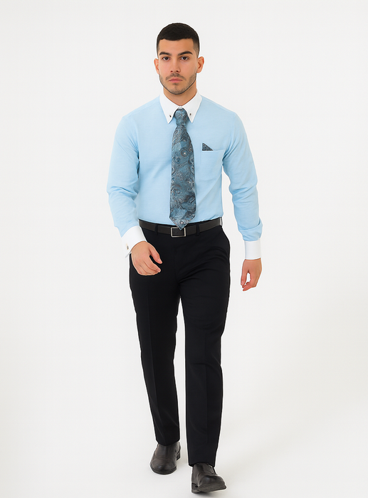 Teal Colorful Men'S Dress Shirt