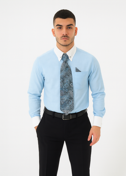 Teal Colorful Men'S Dress Shirt