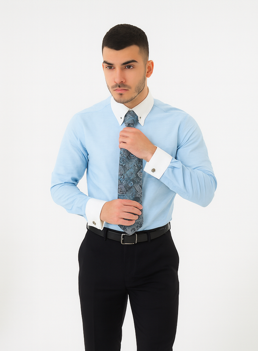 Teal Colorful Men'S Dress Shirt