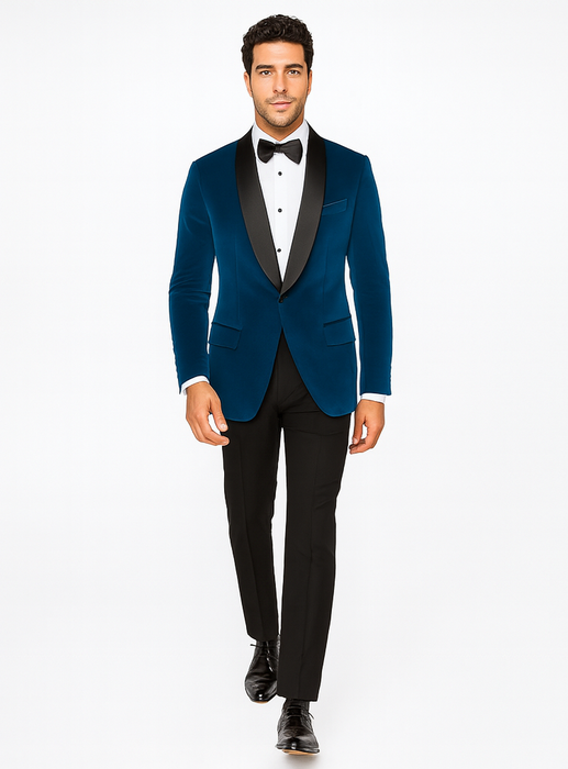 Teal Tuxedo - Velvet Dinner Jacket - Mens Velvet Blazer