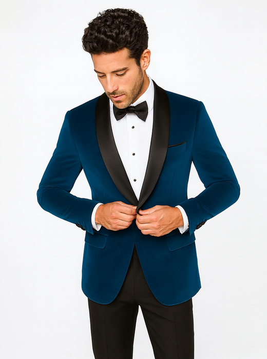 Teal Tuxedo - Velvet Dinner Jacket - Mens Velvet Blazer