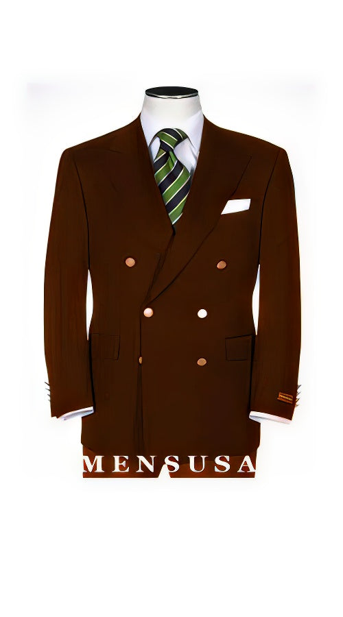 Men'S Double Breasted Suits Jacket Blazer Poly~Rayon With Best Cut & Fabric Sport Brown Jacket