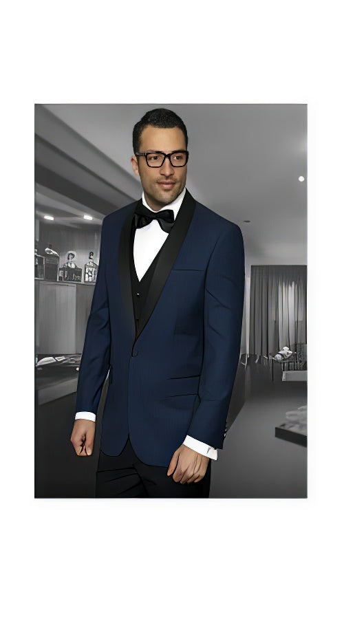 Men'S Bright Blue 1 Button Blazer Sport Coat Suit