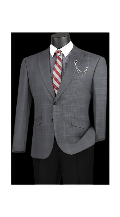 Charcoal Plaid Blazer - Mens Charcoal Windowpane Sportcoat