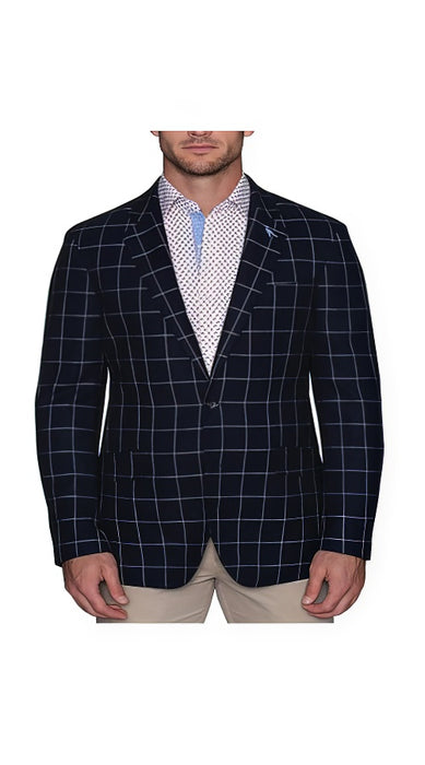 Men's Plaid Blazer Navy