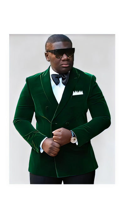 Olive Double Breasted Velvet Blazer - Velvet Sport Coat