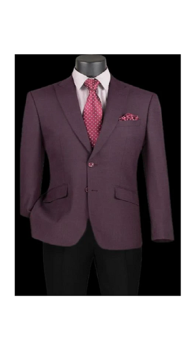 Burgundy Plaid Blazer - Mens Burgundy Windowpane Sportcoat