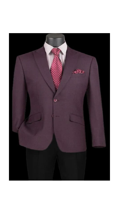 Burgundy Plaid Blazer - Mens Burgundy Windowpane Sportcoat