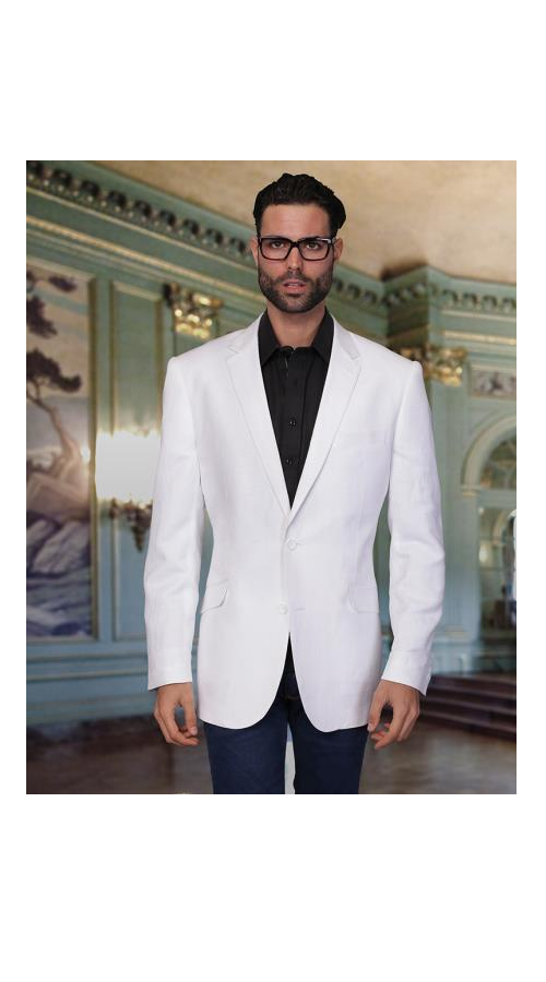 Men'S White Cool Linen Fabric Jacket Summer Blazer Sport Coat