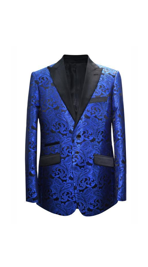 Men's Royal Blue Paisley Pattern Blazer