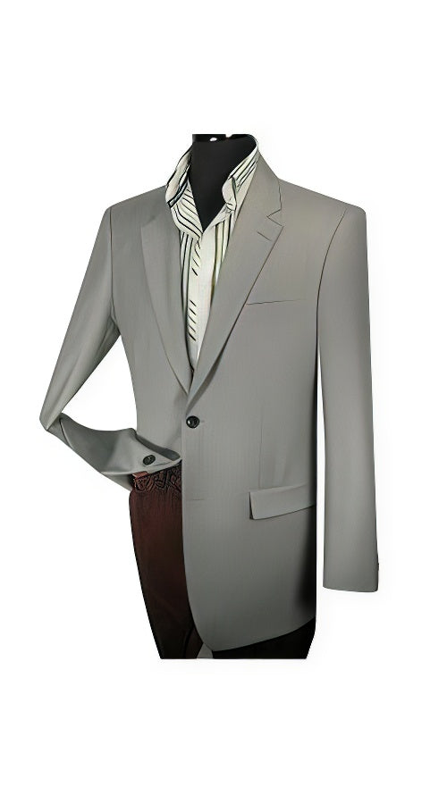 Men'S Taylor Fit Blazer - Side Vents Grey Tic Weave