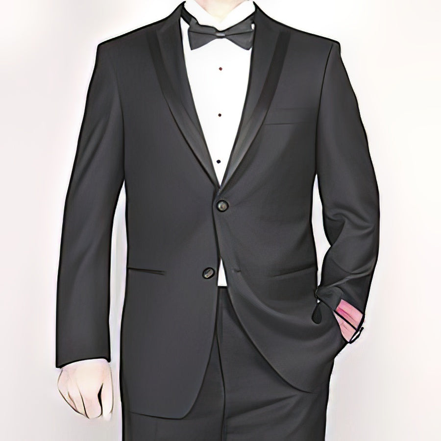 Mantoni Suit - Signature Menswear Wool Fabric SuitsOutlet - Brand Men's Black Tuxedo - High End Suits - High Quality Suits