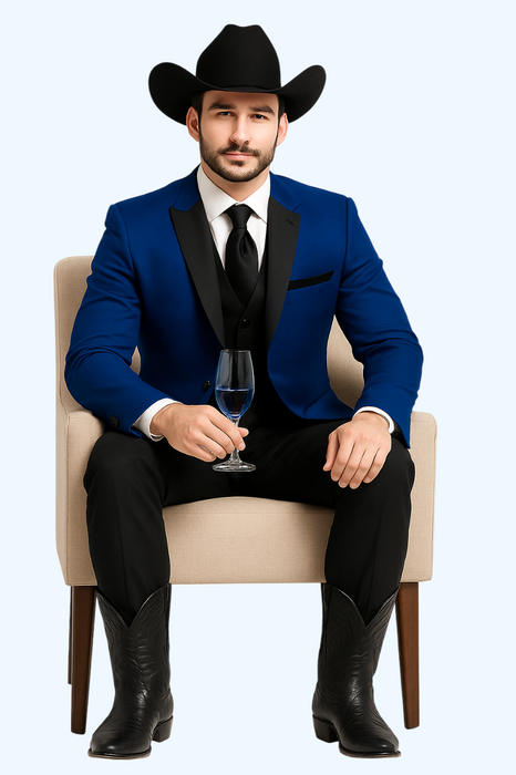 Two Toned Royal Light Blue Two Buttons Velvet or Dress Suits for Men Fabric (Your Choice) Tuxedo Suit Or Dinner Jacket Black Lapeled
