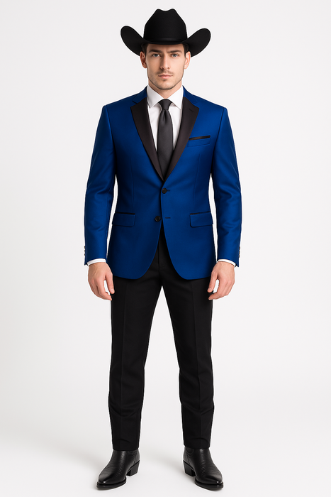 Two Toned Royal Light Blue Two Buttons Velvet or Dress Suits for Men Fabric (Your Choice) Tuxedo Suit Or Dinner Jacket Black Lapeled