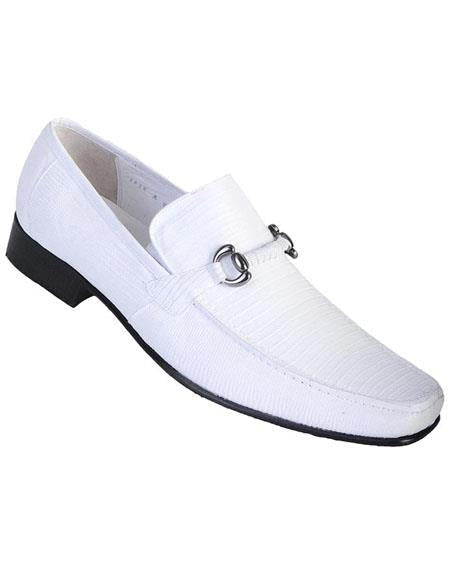 Men's White Genuine Teju Lizard Skin Slip-On Boots