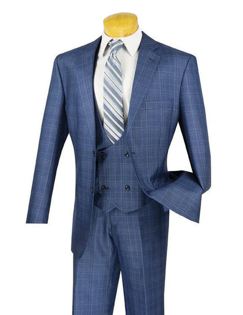 Renaissance Collection - Regular Fit 3 Piece Suit Oxford Blue Modern Fit