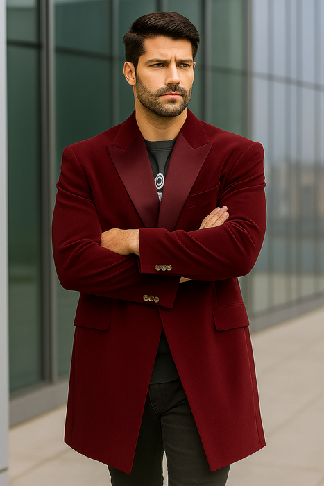 Velvet Tuxedo - Three Quarter - CarCoat Burgundy