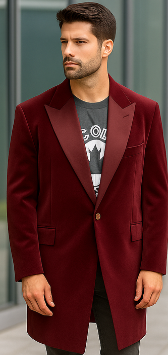 Velvet Tuxedo - Three Quarter - CarCoat Burgundy