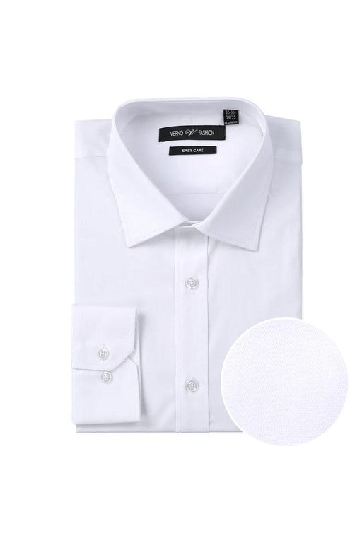 "Verno Men's White 100% Cotton Classic Fit Dress Shirt"