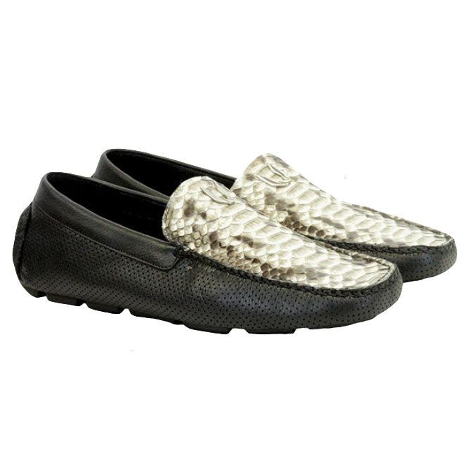 Vestigium Python Driving Loafers Natural Black - Natural Black Python men's driving loafer