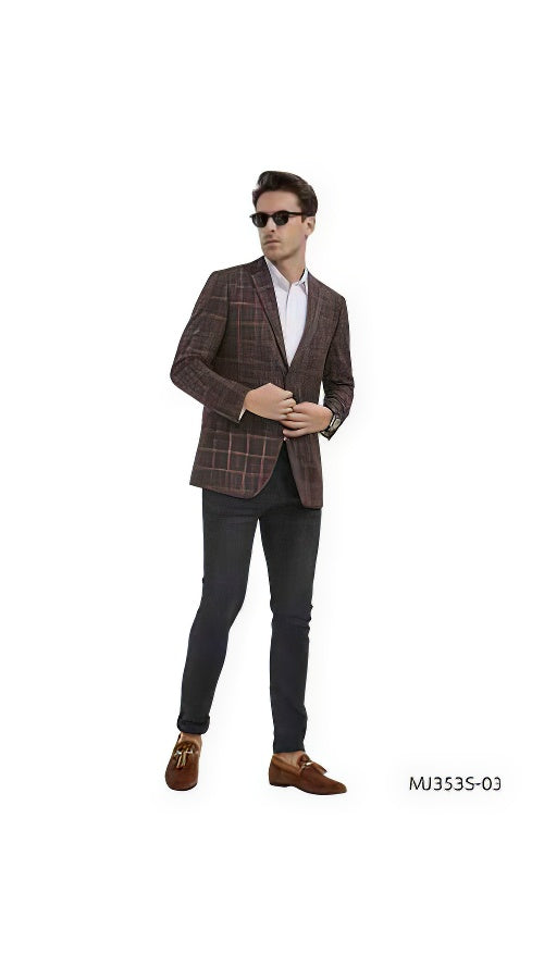 Mens Plaid Black Blazer - Window Pane Sport Coat