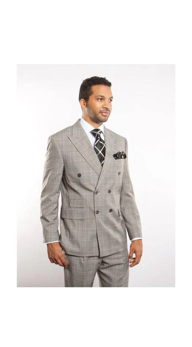 Men s Light Gray Plaid Windowpane Can be Blazer