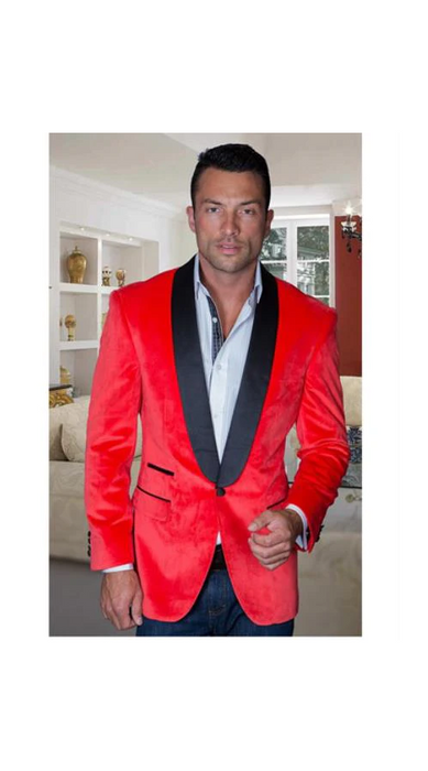 Velvet Blazer - Mens Velvet Jacket Sport Coat Jacket Men'S Red Shawl Collar For Men