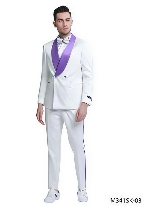 White and White Tuxedo Suit - Prom Suit - Prom Wedding Suit