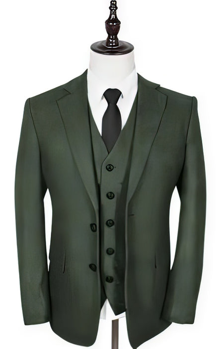 Olive Peaky Green 3 Piece Tweed Men'S Suit