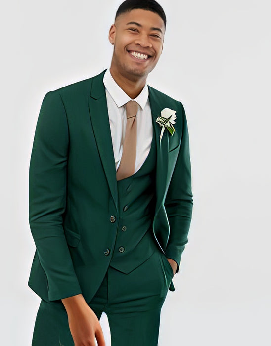 Men'S Emerald Green - Hunter Green Cuff Link Skinny Fit Suit