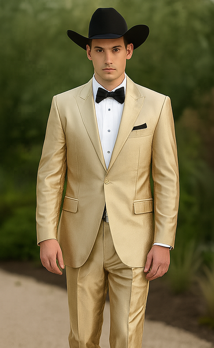 Western Shiny Suits For Wedding - Two Button Tuxedo
