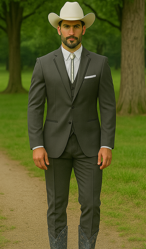 Western Suits For Wedding - Western Tuxedo - Grey - Traje Para Hombre