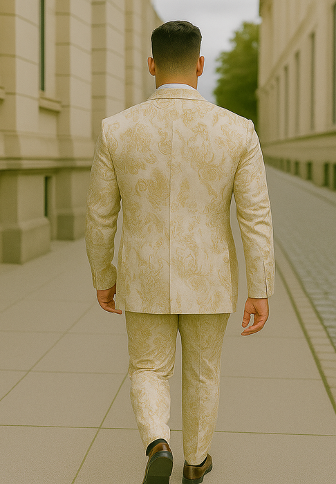 White and Gold Tuxedo With Matching Bowtie