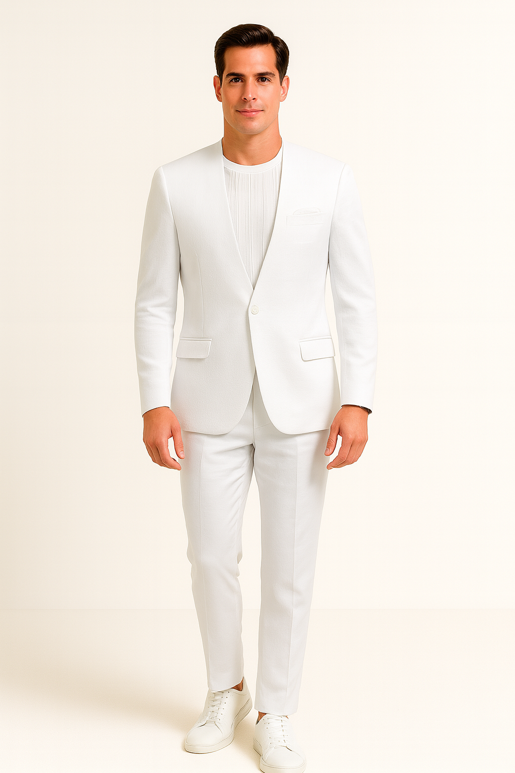 collarless dress shirt with suit Minimalist Ensemble for Modern Elegance – ECHO ELITE Enjoy the strength and resistance of the plain A collarless formal suit for