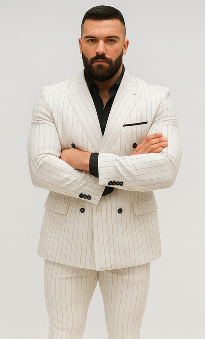 White Suits With Black Pinstripe - 1920's 1940's Dress Suit